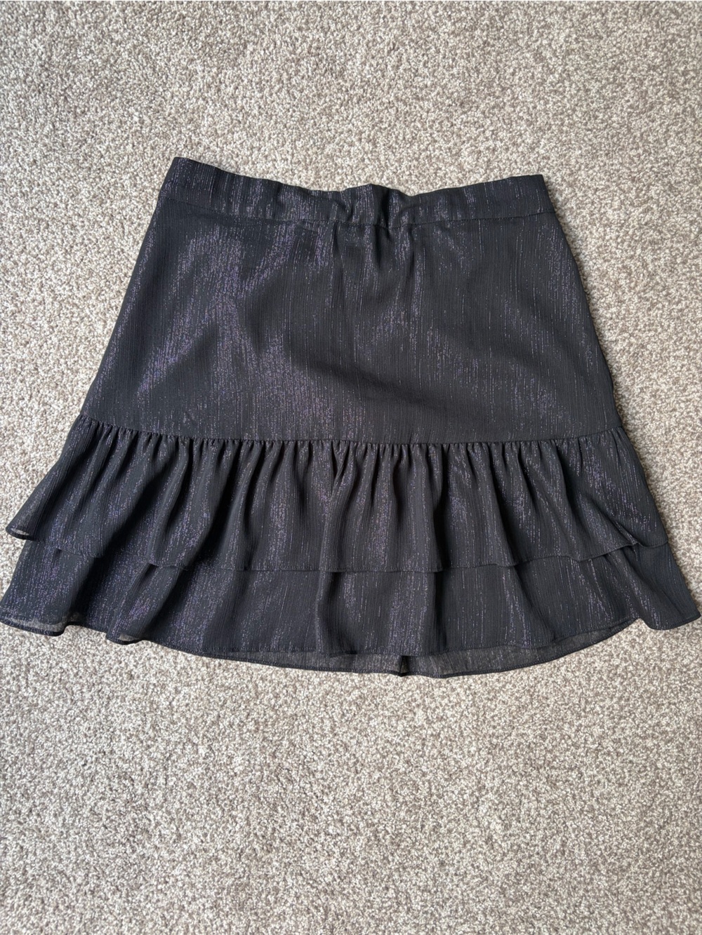 Madewell Black Metallic Drop Waist Mini Skirt